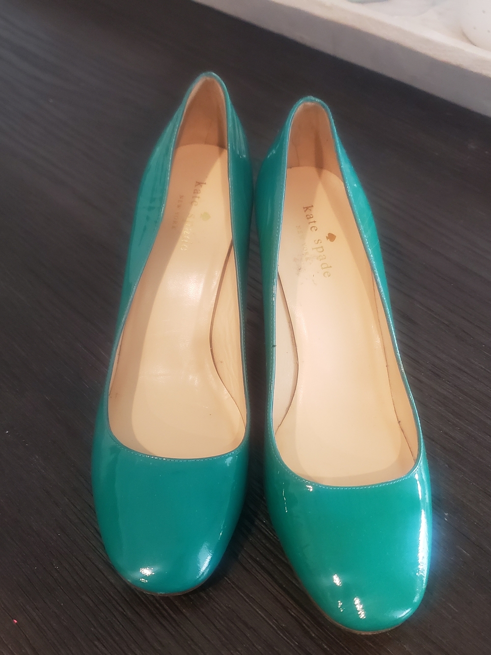 kate spade Teal Patent Leather Round-Toe Pumps Size 8